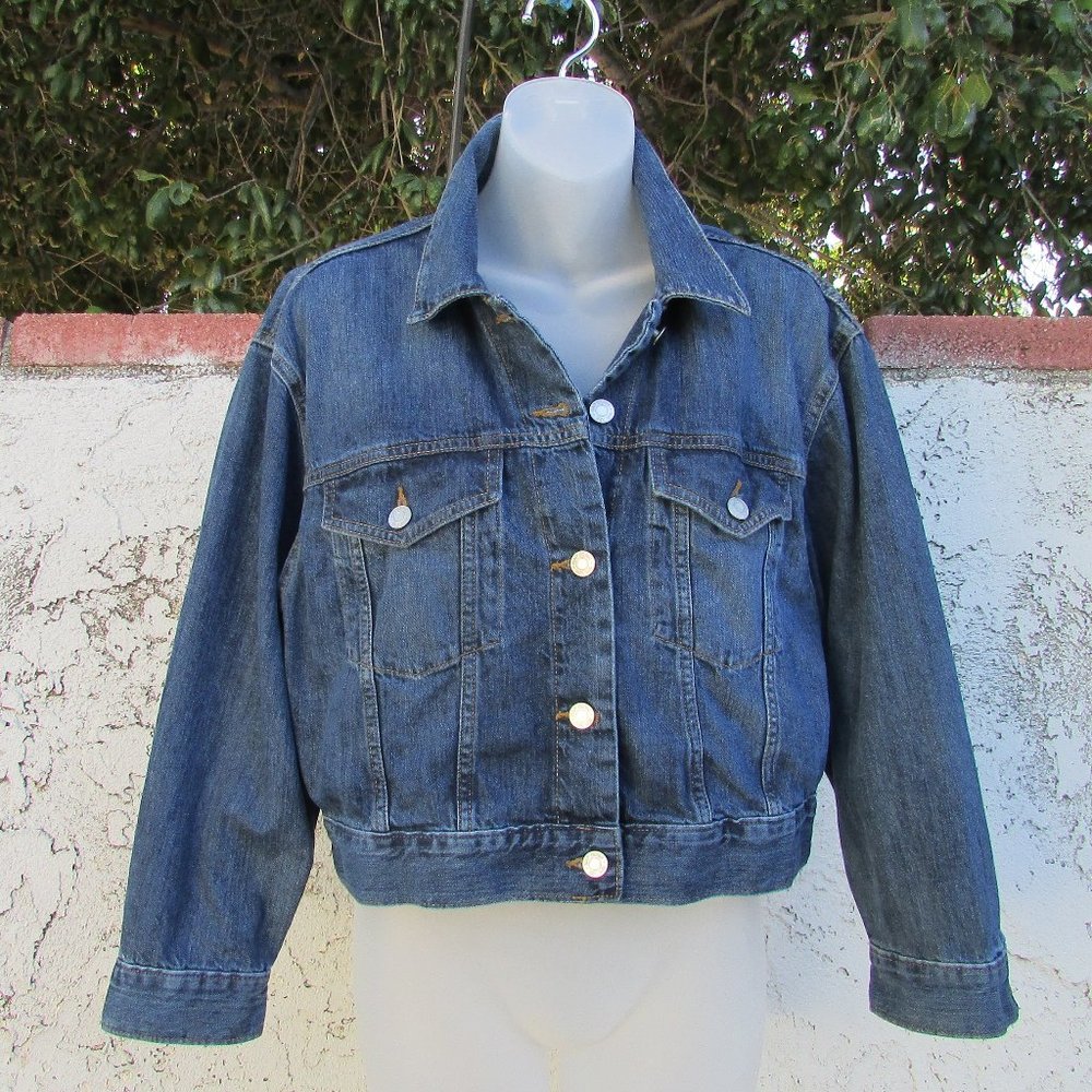 Gap Denim Patchwork Logo Jacket M - image 6